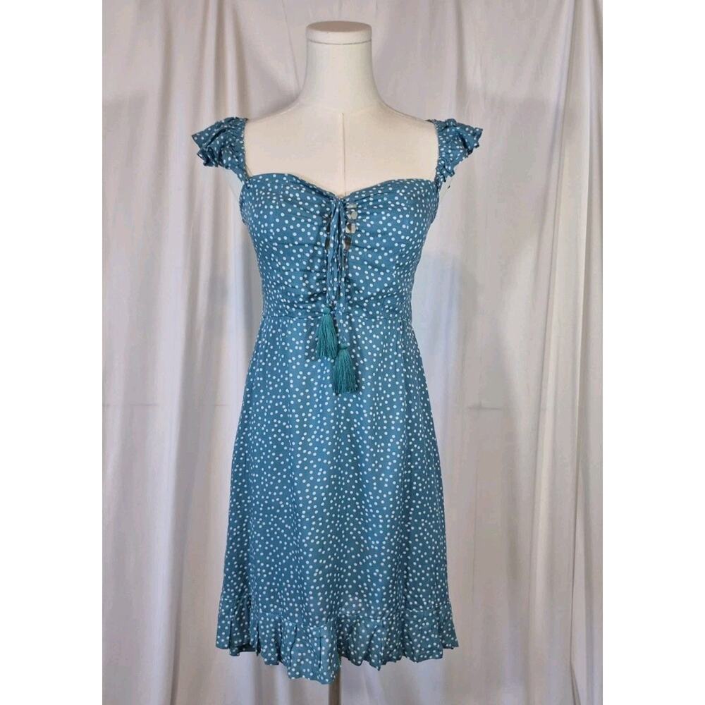Tiare Hawaii Happiness Polka Dot Blue Mini Dress One Size XS S M